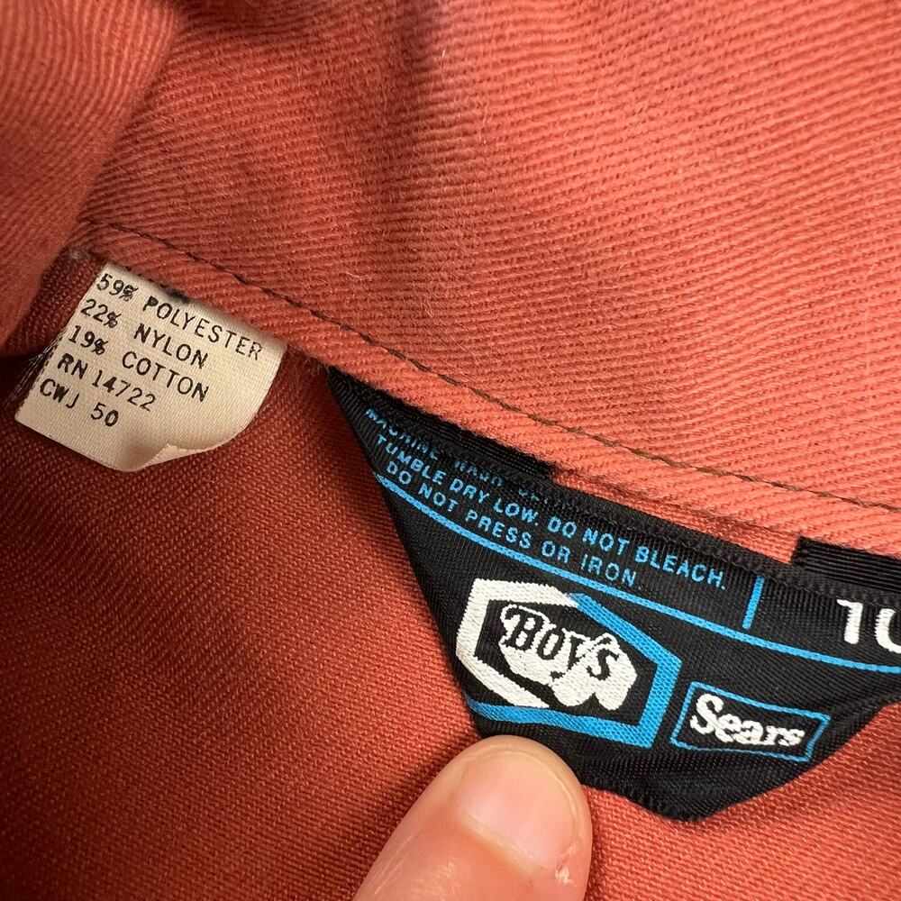 Sears Boy's Toughskins Salmon Pants Set Outfit Jacket Slacks Size 10/12 Slim VTG - Picture 5 of 14